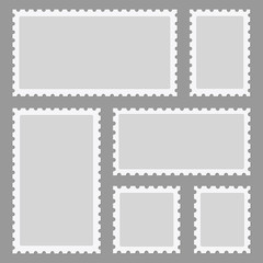 Postage stamps frames set on background