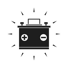 Car battery icon. Flat style illustration. Isolated on white background. 
