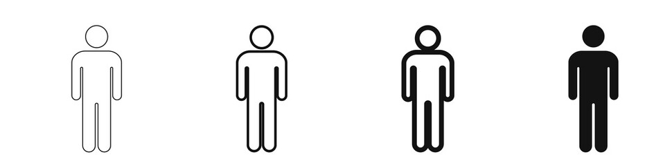 People. Set of vector icon icons of different thicknesses. Isolated on a white background.