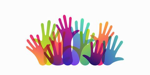 hands of different colors. cultural and ethnic diversity, vector illustration