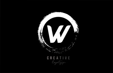 company business W letter alphabet circle logo black grunge icon design template company