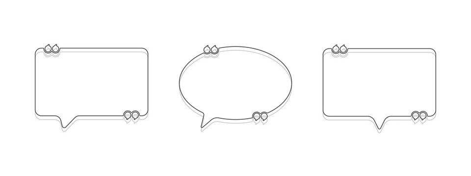 Set Of Speech Bubble Quote Icons Outline Style. Flat Vector Design