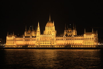 Fototapeta na wymiar Hungarian parlament building at night from the front