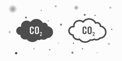 co2 emissions icon cloud vector flat, carbon dioxide emits symbol, smog pollution concept, smoke pollutant damage, contamination bubbles, garbage label