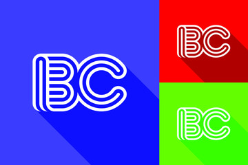 B and C combination Lines Letter Logo. Creative Line Letters Design Template