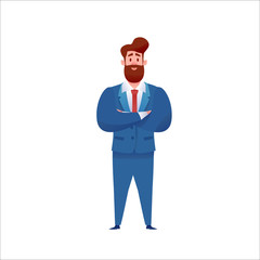 Vector business man in suit standing confident
