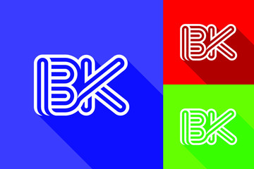Obraz premium B and K combination Lines Letter Logo. Creative Line Letters Design Template
