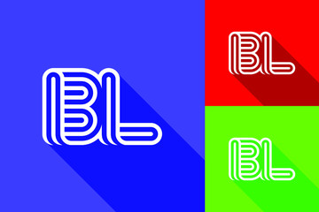 B and L combination Lines Letter Logo. Creative Line Letters Design Template