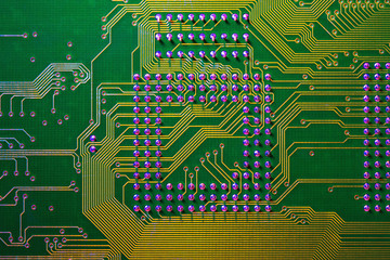 Background from computer motherboard. Microcircuit closeup
