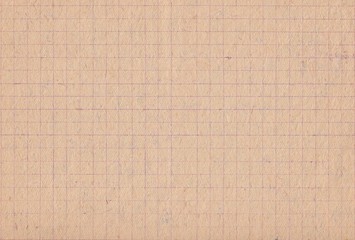 Texture of retro grey-brownish checkered paper. Leaf from a Soviet school notebook of the 1930s, background