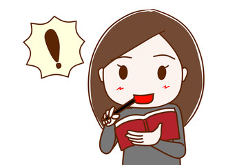 本を読んでひらめく女性