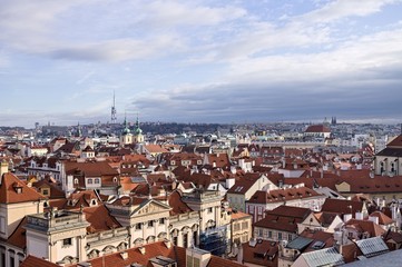Naklejka na ściany i meble Panoramic view of the city of Prague (Czech Republic, Europe)