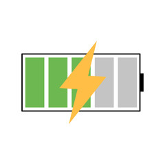 Battery icon. Flat style illustration. Isolated on white background. 