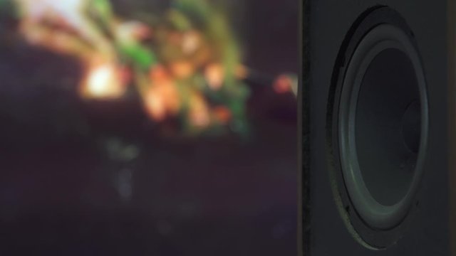 Thumping Bass Audio Speaker Closeup
