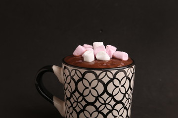 cup of delicious homemade chocolate with marshmallows