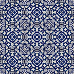 seamless indigo intense blue geometric pattern