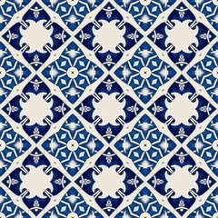 seamless indigo intense blue geometric pattern