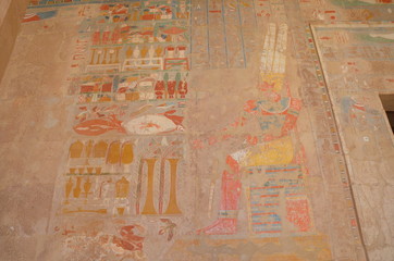 The Mortuary Temple of Hatshepesut, also known as the Djeser-Djeseru, is a mortuary temple of Ancient Egypt located in Upper Egypt. Well-preserved Egyptian hieroglyphs.