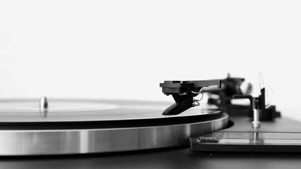 Old vinyl and turntable for retro music