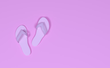 Rubber slippers on pastel background.