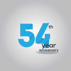 54 Years Anniversary Celebration Blue and White Vector Template Design Illustration