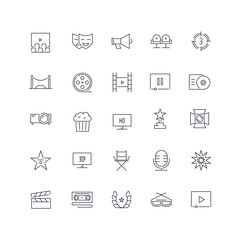  Line icons set. Cinema pack. Vector illustration