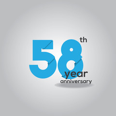 58 Years Anniversary Celebration Blue and White Vector Template Design Illustration