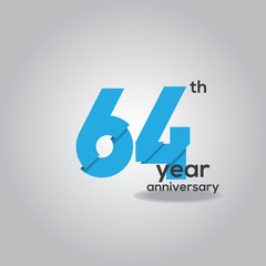 64 Years Anniversary Celebration Blue and White Vector Template Design Illustration