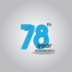 78 Years Anniversary Celebration Blue and White Vector Template Design Illustration