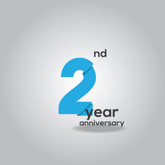 2 Years Anniversary Celebration Blue and White Vector Template Design Illustration