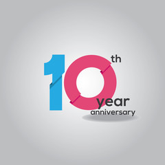 10 Years Anniversary Celebration Blue and White Vector Template Design Illustration