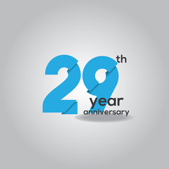 29 Years Anniversary Celebration Blue and White Vector Template Design Illustration