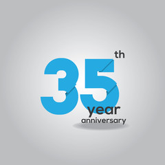 35 Years Anniversary Celebration Blue and White Vector Template Design Illustration