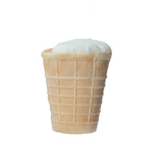 ice cream in a waffle cup. Close-up. Isolated on a white background