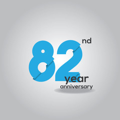 82 Years Anniversary Celebration Blue and White Vector Template Design Illustration