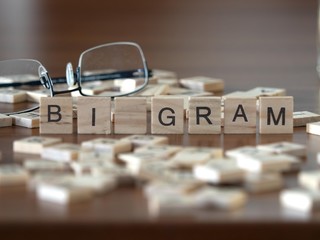 bi gram concept represented by wooden letter tiles