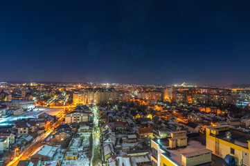 View of the night city from a height