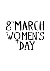 8th march Women's Day hand drawn lettering isolated on white background. Vector outline holidays text. 8 march. Spring.