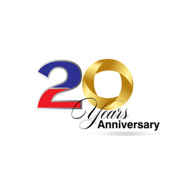20 Years Anniversary Celebration Red and Blue Vector Template Design Illustration