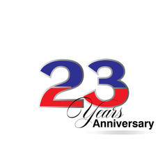 23 Years Anniversary Celebration Red and Blue Vector Template Design Illustration