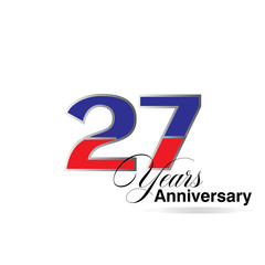 27 Years Anniversary Celebration Red and Blue Vector Template Design Illustration