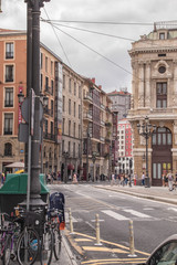 Fototapeta na wymiar Wide street in a Basque Country city downtown