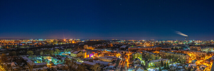 Fototapeta premium Panorama of the night Ukrainian city from a height