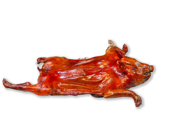 Barbecued suckling pig isolated on white background. © Sarot