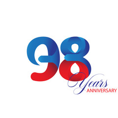 98 Years Anniversary Celebration Red and Blue Vector Template Design Illustration