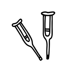  rutches in hand drawn doodle style isolated on white background. Vector stock outline illustration. Single dog-nail. Sign spike element.