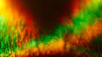 Green yellow red bokeh effect abstract background. Colored circles reggae rasta backdrop, jamaica...