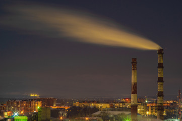 Panorama of the night Ukrainian city from a height