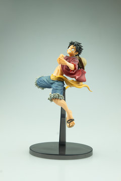 Bangkok, Thailand - February 4, 2020: Figurine of Monkey D. Luffy, also known as Straw Hat Luffy,