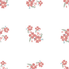 Seamless pattern in small and medium flowers. Small colorful flowers. Ditsy elegant floral background. Template for fashion prints.